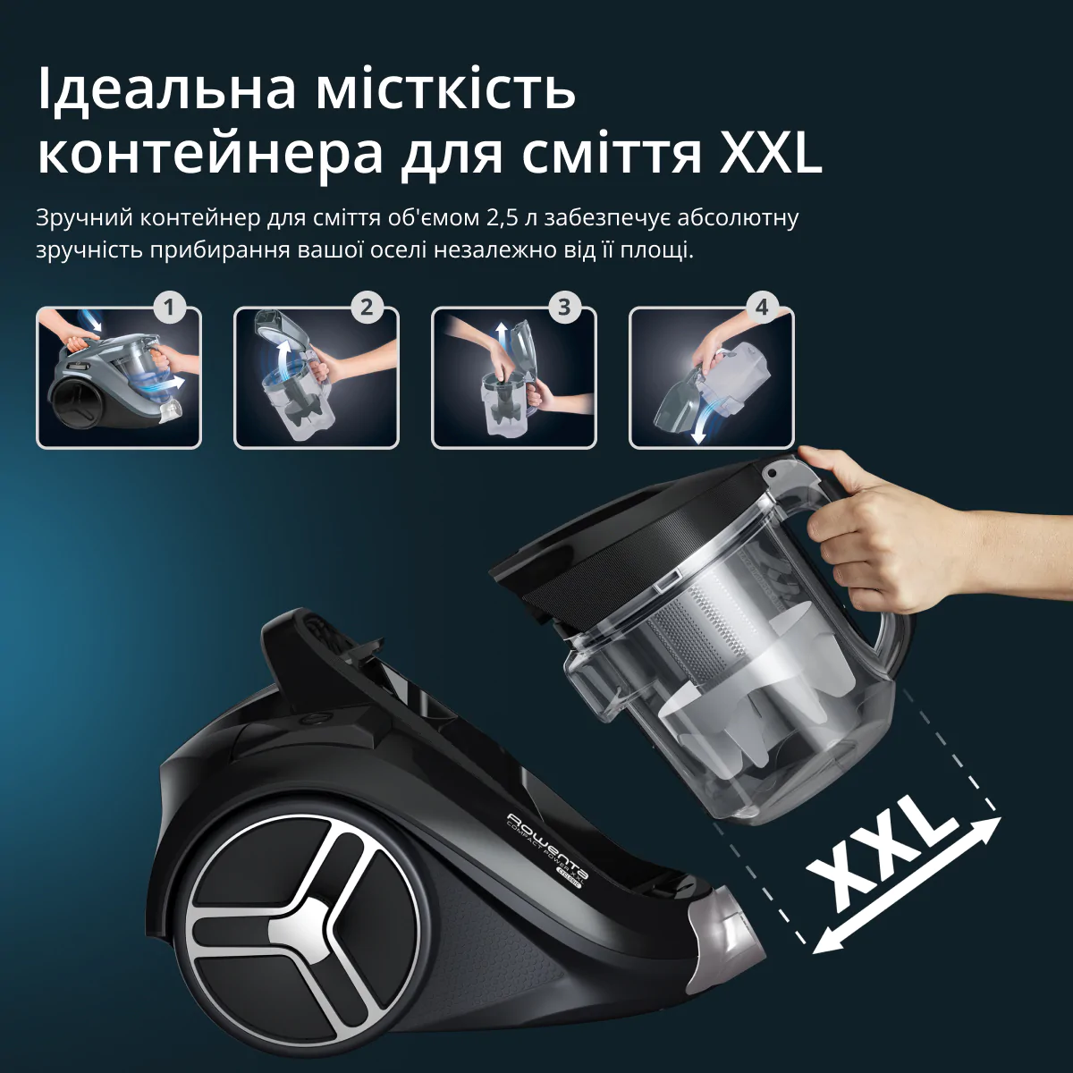 Пилосос безмішковий Rowenta Compact Power XXL Parquet RO4B36EA