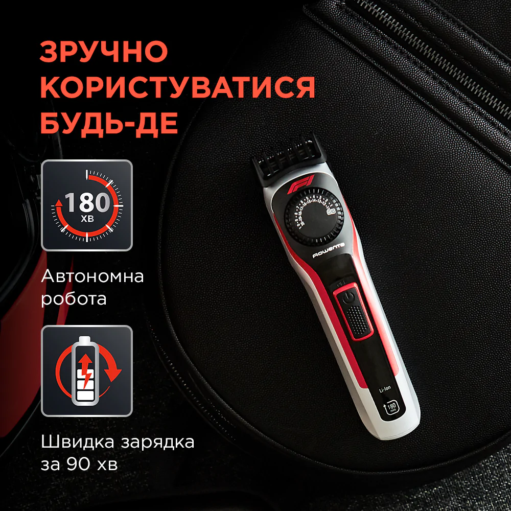Тример для бороди та вусів Rowenta Formula 1 TN384MF0