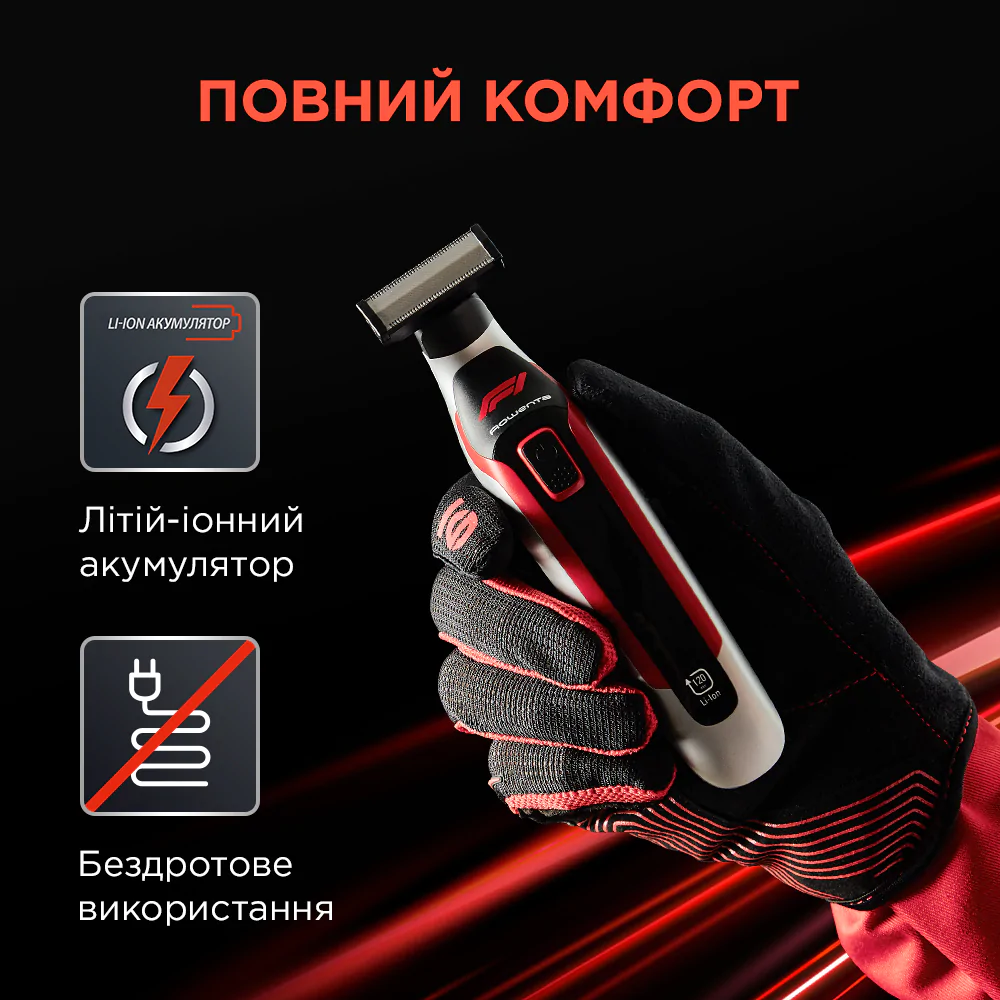 Тример для бороди та вусів Rowenta Formula 1 (8 в 1) TN604MF0